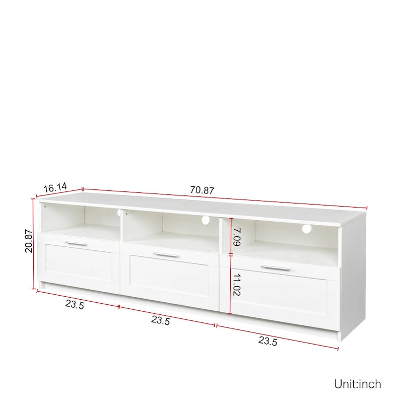 70.87" TV Stand with 3 Storage Spaces & 3 Drawers