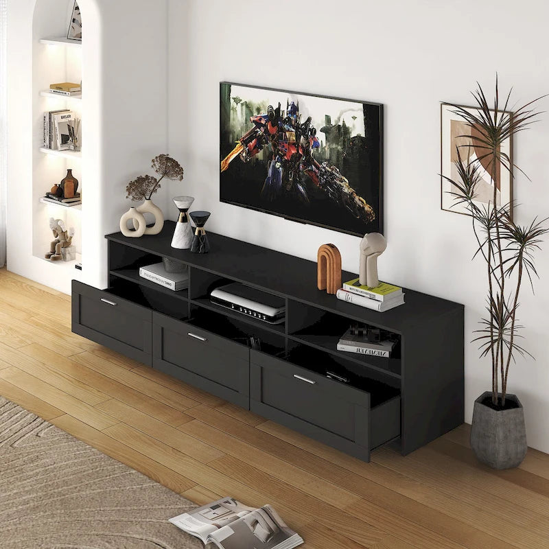 70.87" TV Stand with 3 Storage Spaces & 3 Drawers