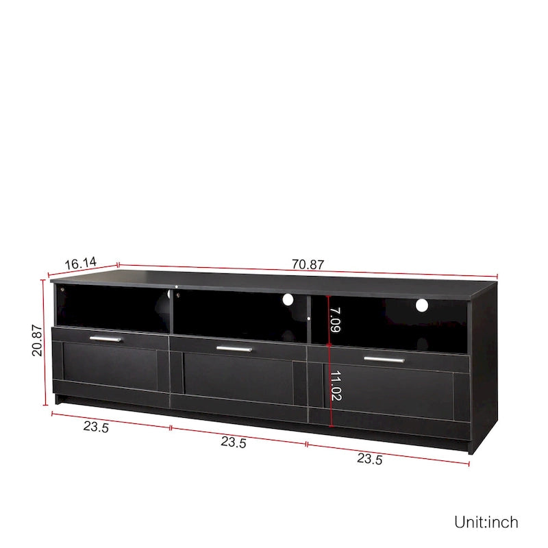 70.87" TV Stand with 3 Storage Spaces & 3 Drawers