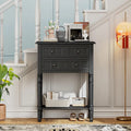 Narrow Console Table with Drawers and Bottom Shelf