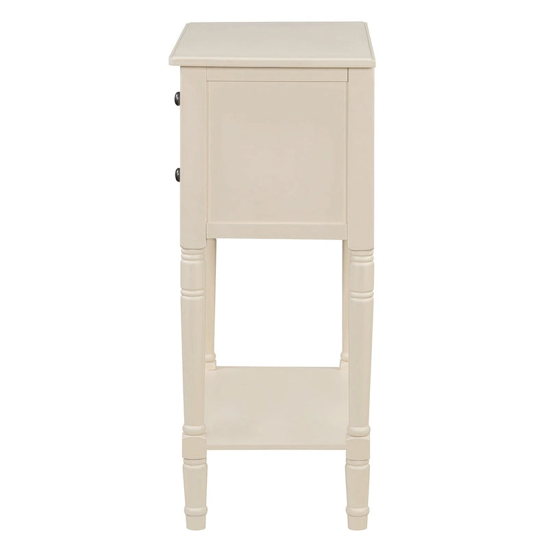Narrow Console Table with Drawers and Bottom Shelf