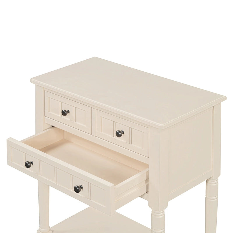 Narrow Console Table with Drawers and Bottom Shelf