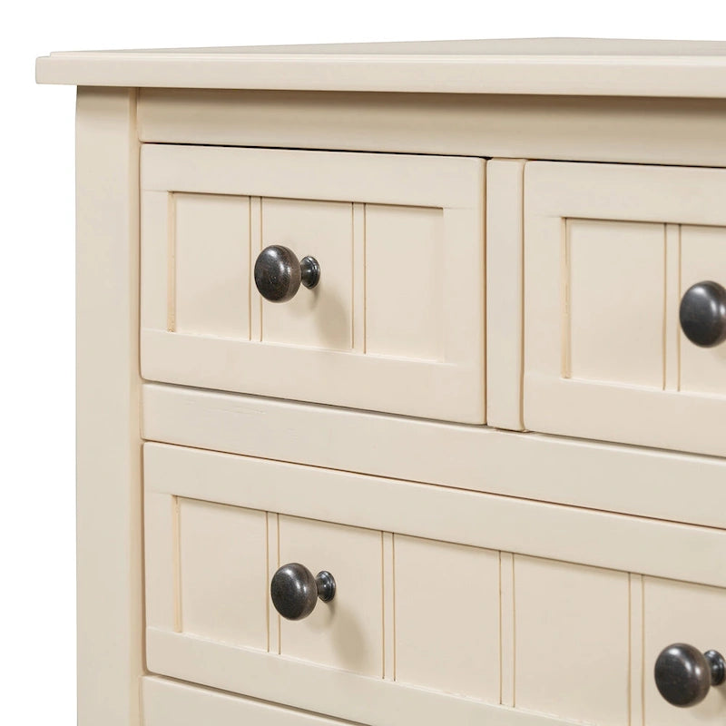 Narrow Console Table with Drawers and Bottom Shelf