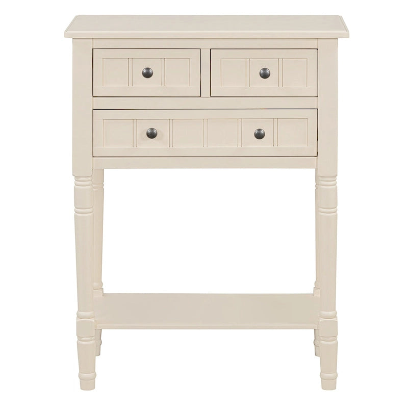Narrow Console Table with Drawers and Bottom Shelf