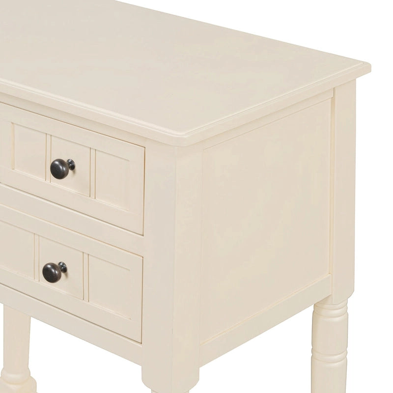 Narrow Console Table with Drawers and Bottom Shelf