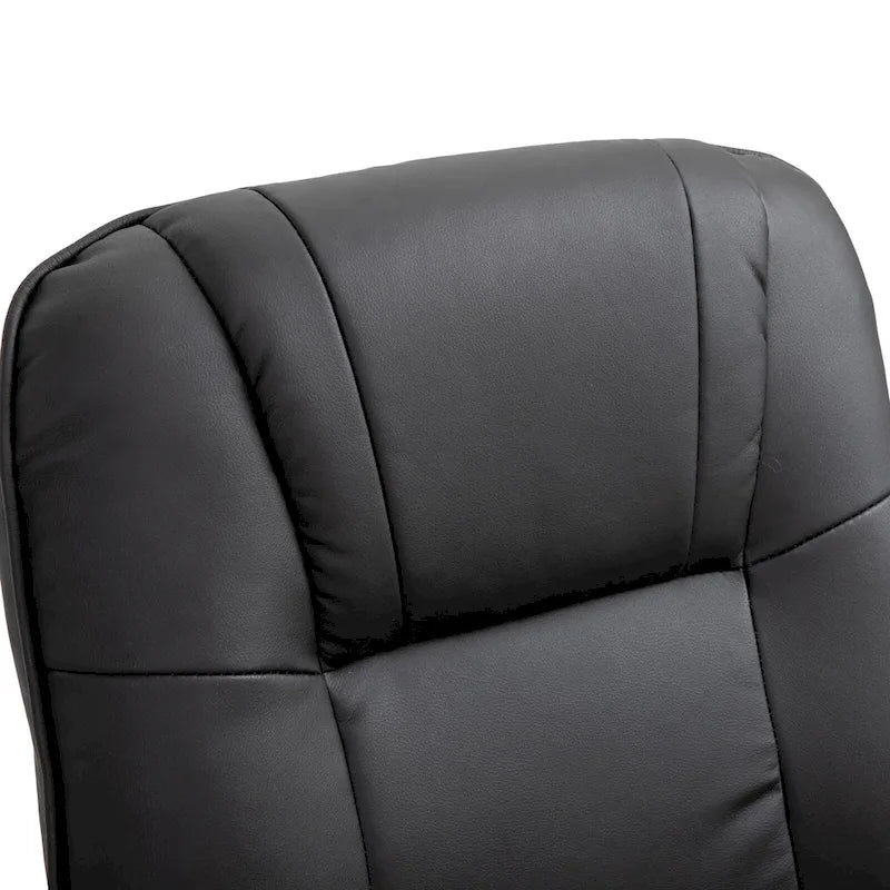Drehbarer Relaxsessel aus PU-Leder mit Fußstütze, Armlehnen und Holzsockel