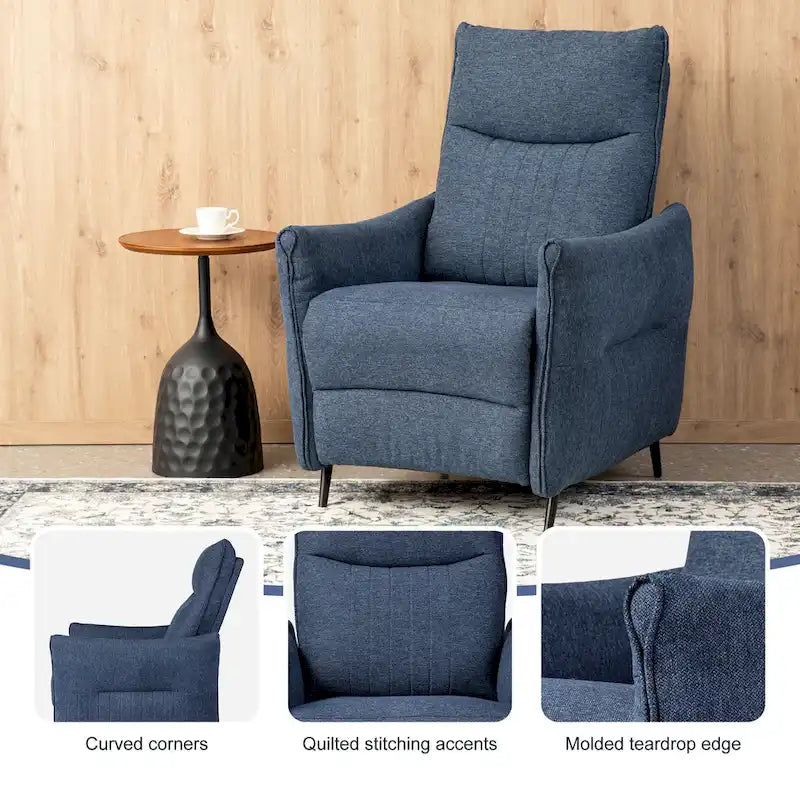 Set of 2 41H Fabric Push Back Recliners With Ergonomic Segmented Back