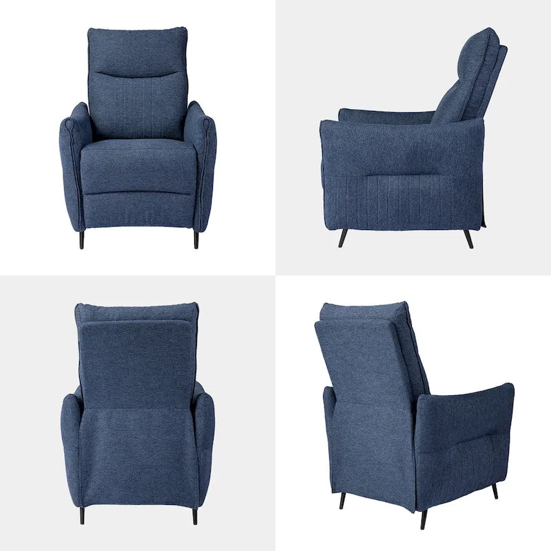 Set of 2 41H Fabric Push Back Recliners With Ergonomic Segmented Back