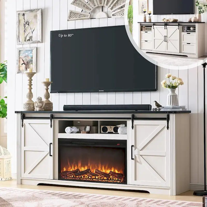 Fireplace TV Stand for 80 Inch TV, Entertainment Center