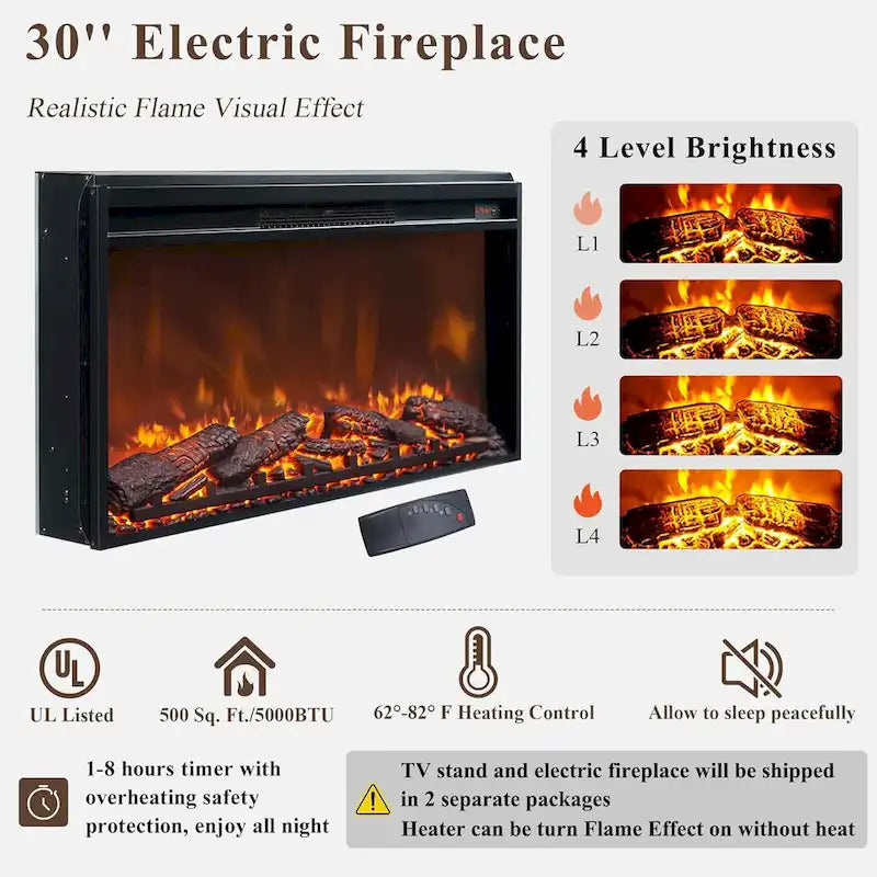 Fireplace TV Stand for 80 Inch TV, Entertainment Center
