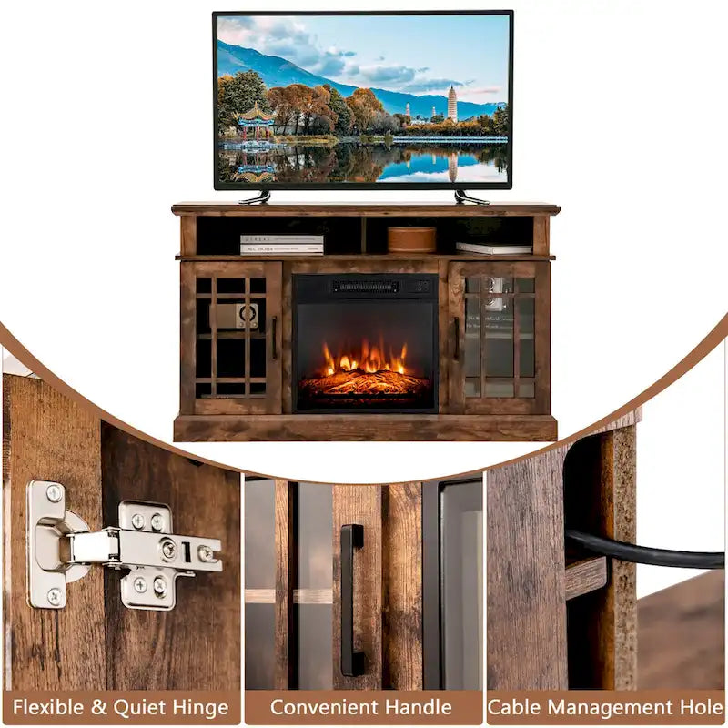Mobile consolle porta TV da 48" con camino, centro d'intrattenimento