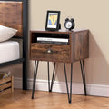 Modern Mid Century 1-Drawer Hairpin Nightstands, Brown/Blue/Black/Yellow
