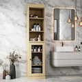 100% Solid Wood 16.5" Bathroom Storage Cabinet with Clear Glass Doors and Adjustable Shelves