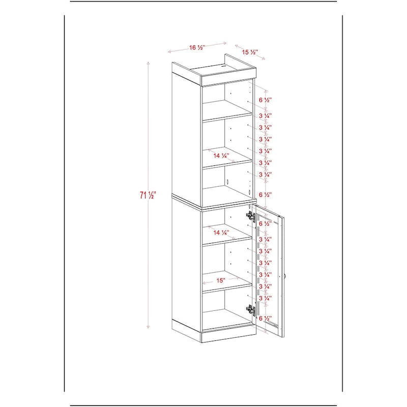 100% Solid Wood 16.5" Bathroom Storage Cabinet with Clear Glass Doors and Adjustable Shelves