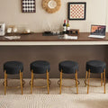 Round Bar Stools Set of 2, Upholstered Kitchen Stools with Metal Base, Counter Height Bar Stools with Backless