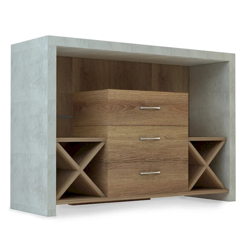 Industrial Concrete-like 3-Drawer Buffet