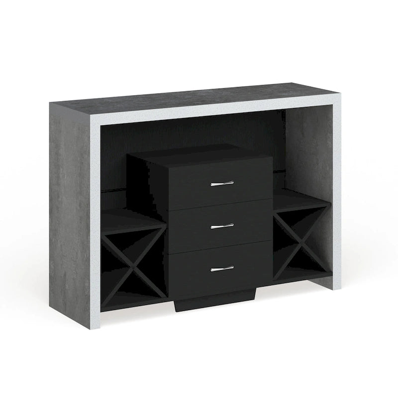 Industrial Concrete-like 3-Drawer Buffet