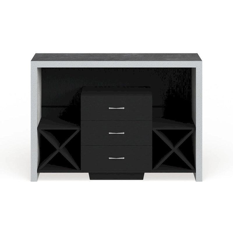 Industrial Concrete-like 3-Drawer Buffet