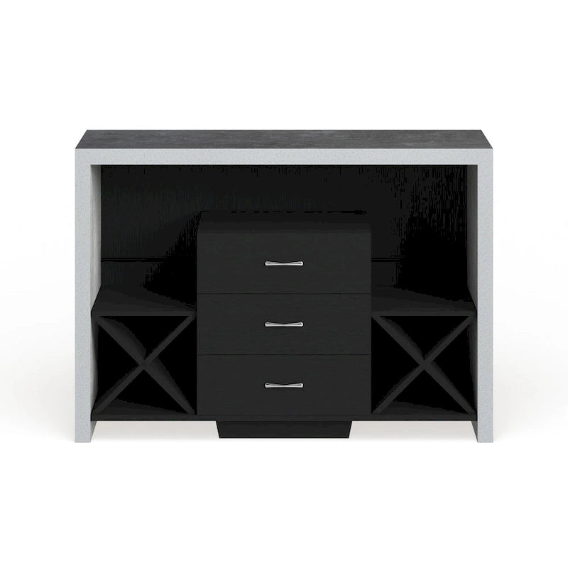 Industrial Concrete-like 3-Drawer Buffet