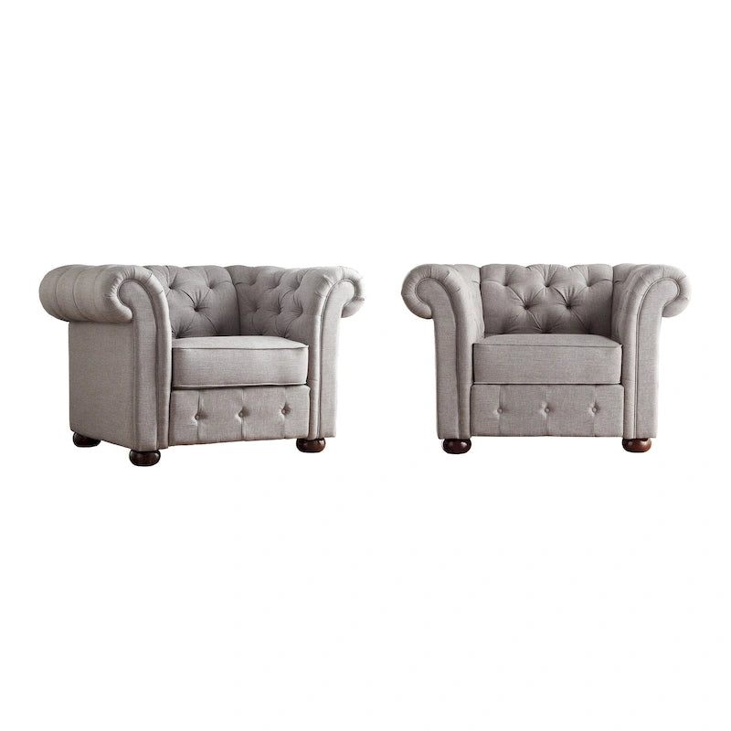 Tufted Scroll Arm Chesterfield Chair