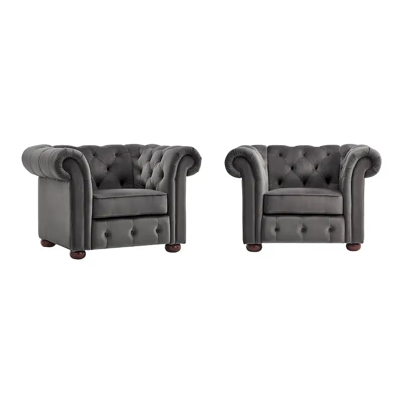 Tufted Scroll Arm Chesterfield Chair