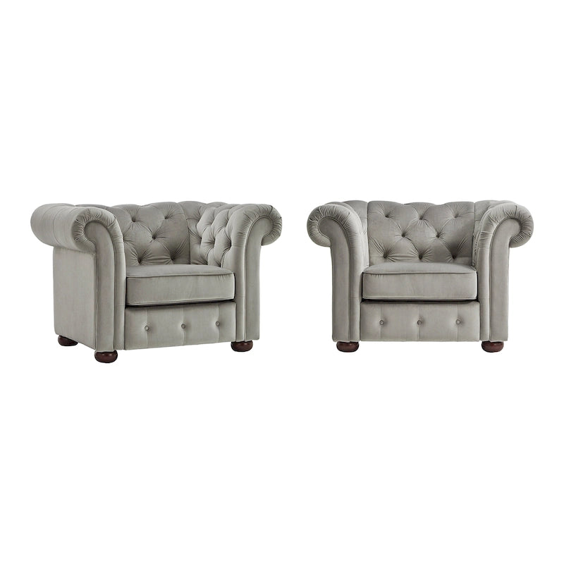 Tufted Scroll Arm Chesterfield Chair