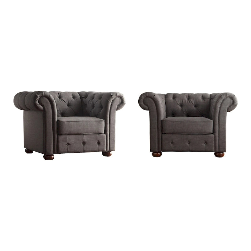 Tufted Scroll Arm Chesterfield Chair