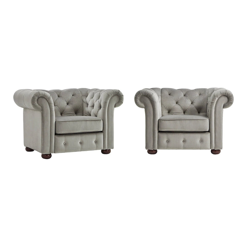 Tufted Scroll Arm Chesterfield Chair