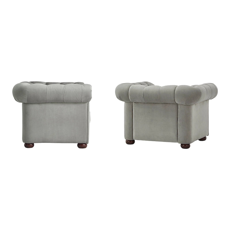 Tufted Scroll Arm Chesterfield Chair
