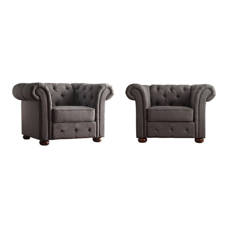 Tufted Scroll Arm Chesterfield Chair