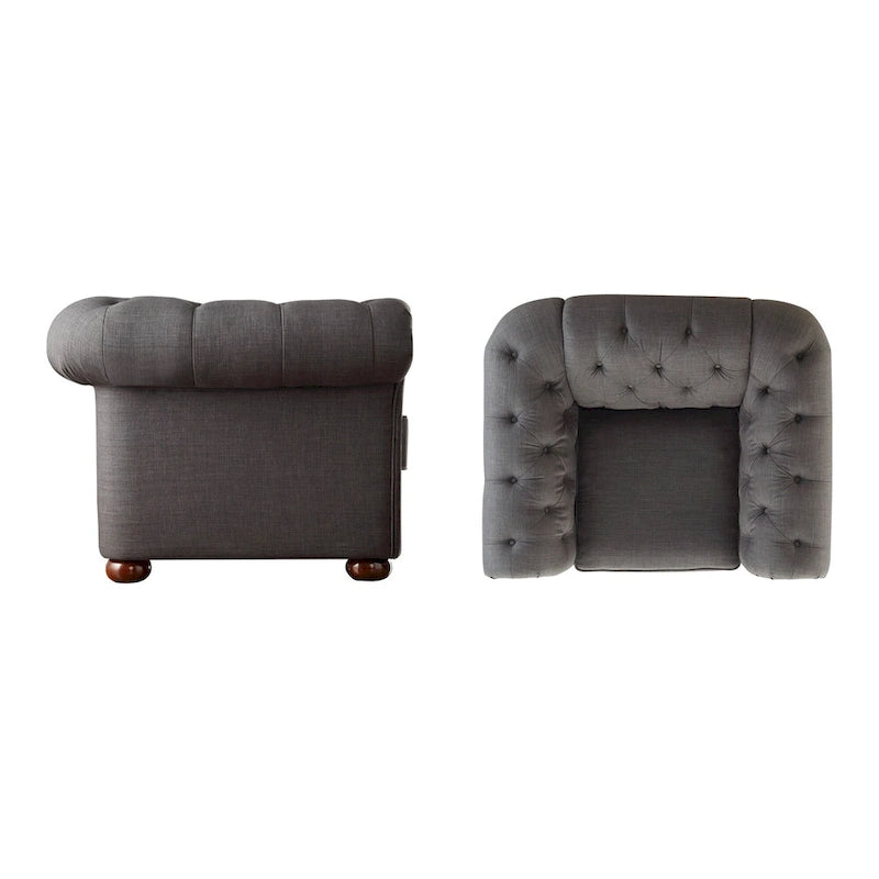 Tufted Scroll Arm Chesterfield Chair