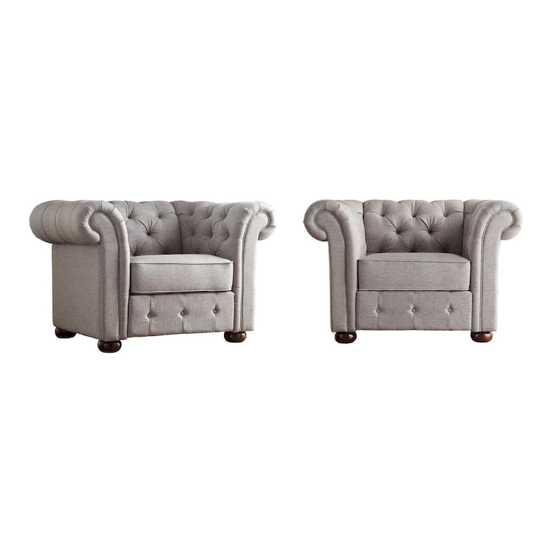 Tufted Scroll Arm Chesterfield Chair