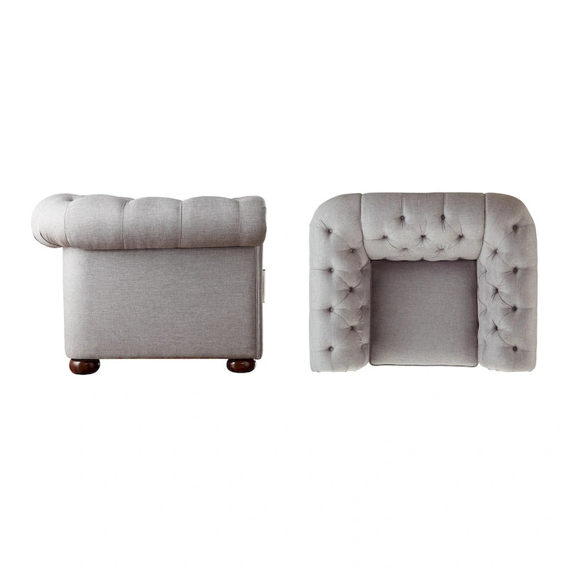 Tufted Scroll Arm Chesterfield Chair
