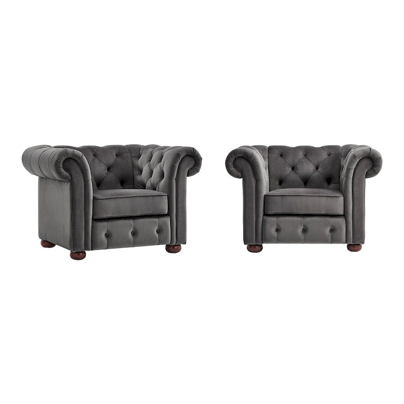 Tufted Scroll Arm Chesterfield Chair