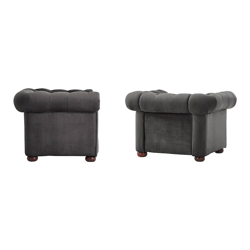 Tufted Scroll Arm Chesterfield Chair