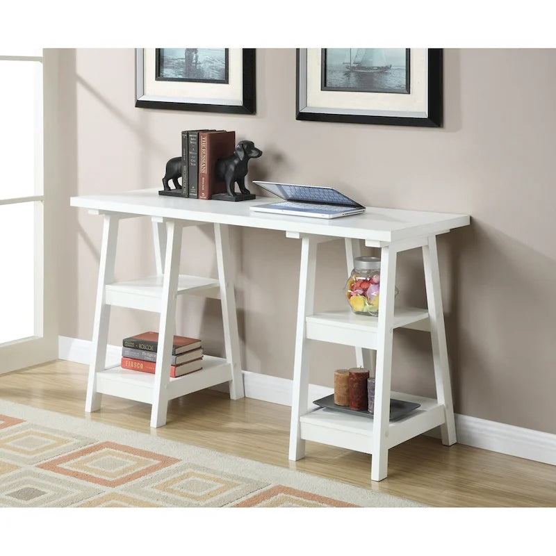 Double Trestle Desk with Shelves