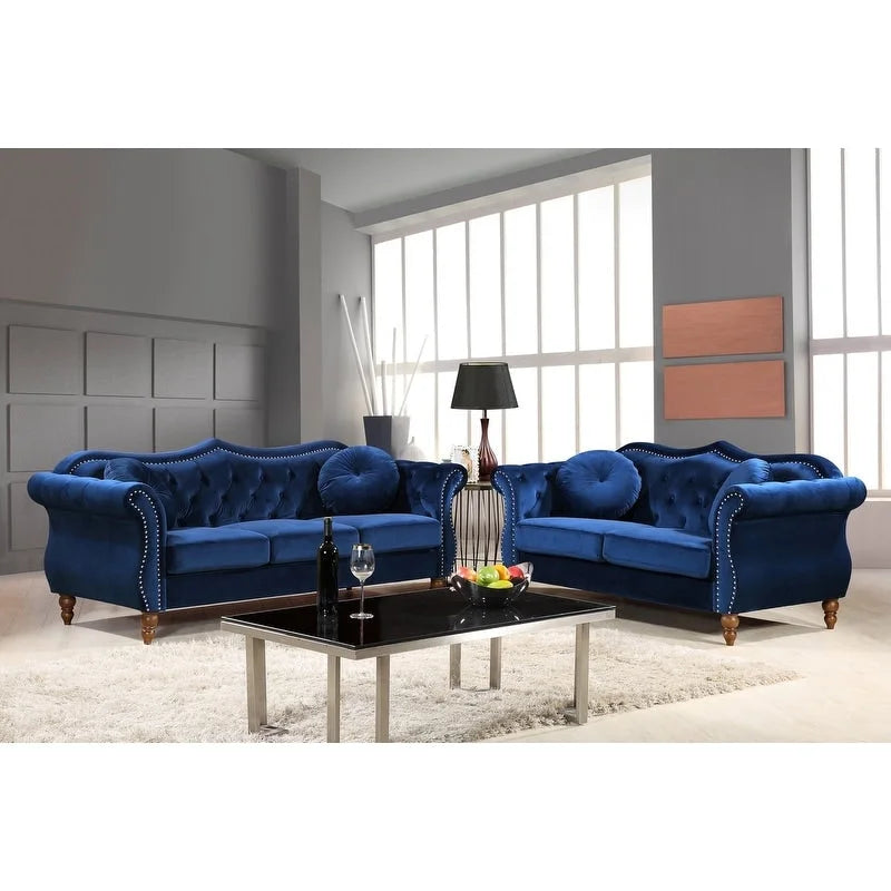 Nailhead Chesterfield 2 Piece Living Room Set