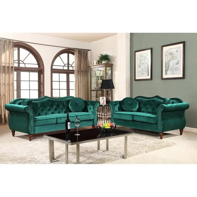 Nailhead Chesterfield 2 Piece Living Room Set