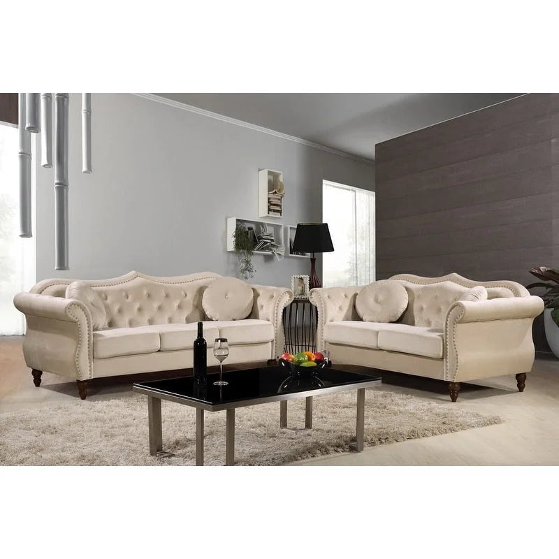 Nailhead Chesterfield 2 Piece Living Room Set
