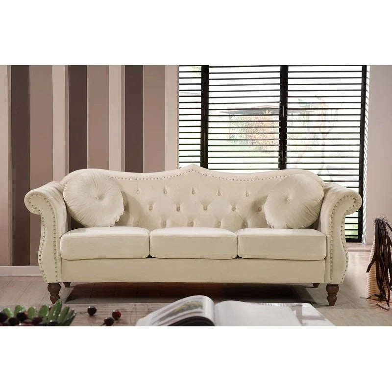 Conjunto de sala de estar de 2 peças Chesterfield com tachas
