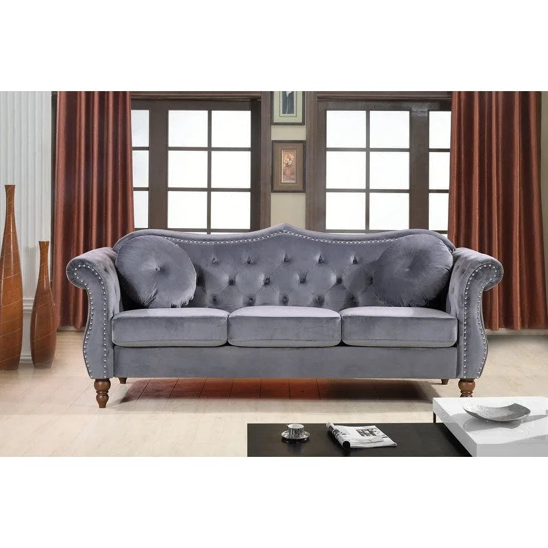 Conjunto de sala de estar de 2 peças Chesterfield com tachas