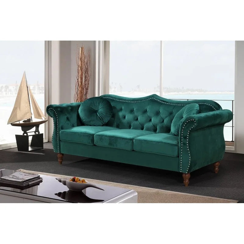 Conjunto de sala de estar de 2 peças Chesterfield com tachas