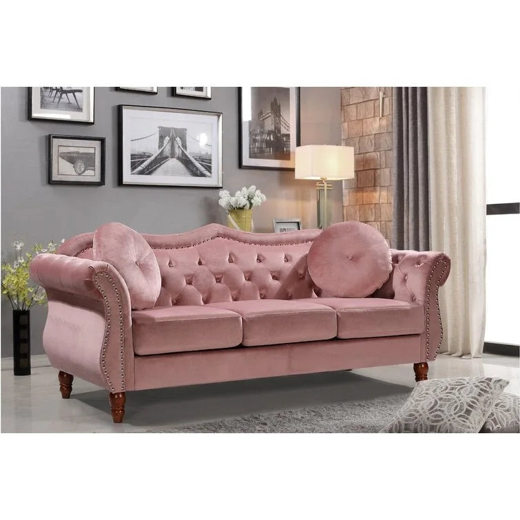 Conjunto de sala de estar de 2 peças Chesterfield com tachas