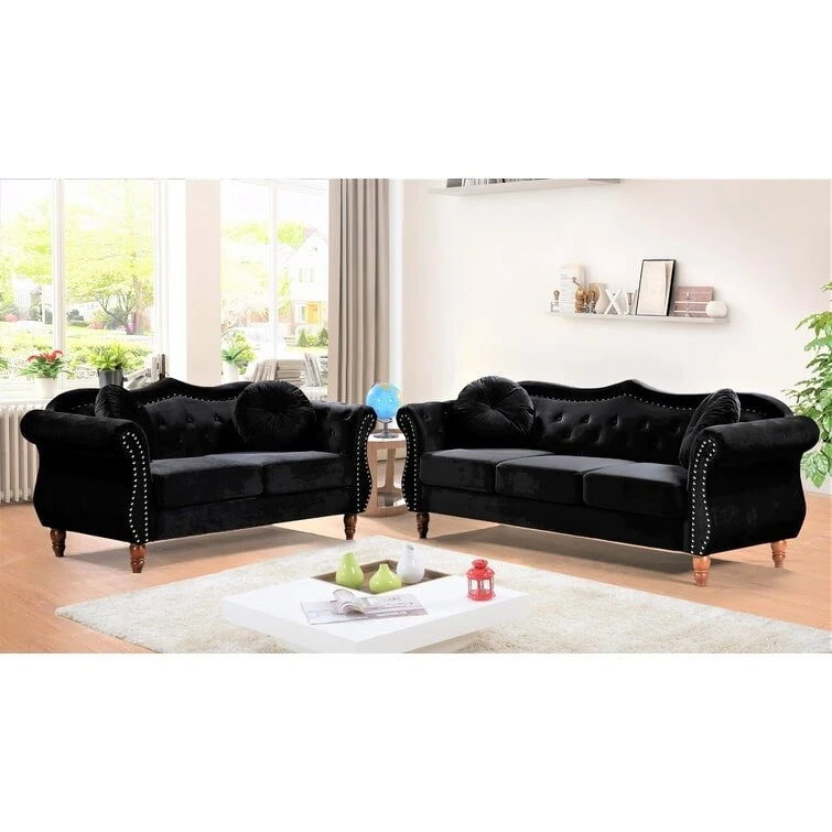 Conjunto de sala de estar de 2 peças Chesterfield com tachas