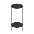 2-Tier Modern Tall Round Side End Table with Sturdy Metal Legs, Americano