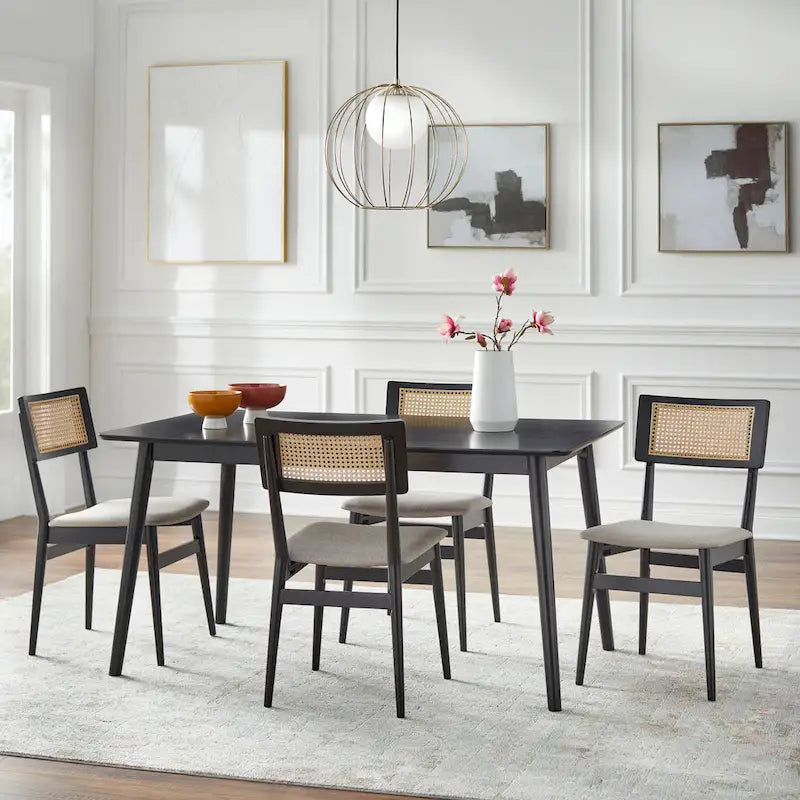 Mid-Century Modern Dining Chair with Cane Back (Set of 2)