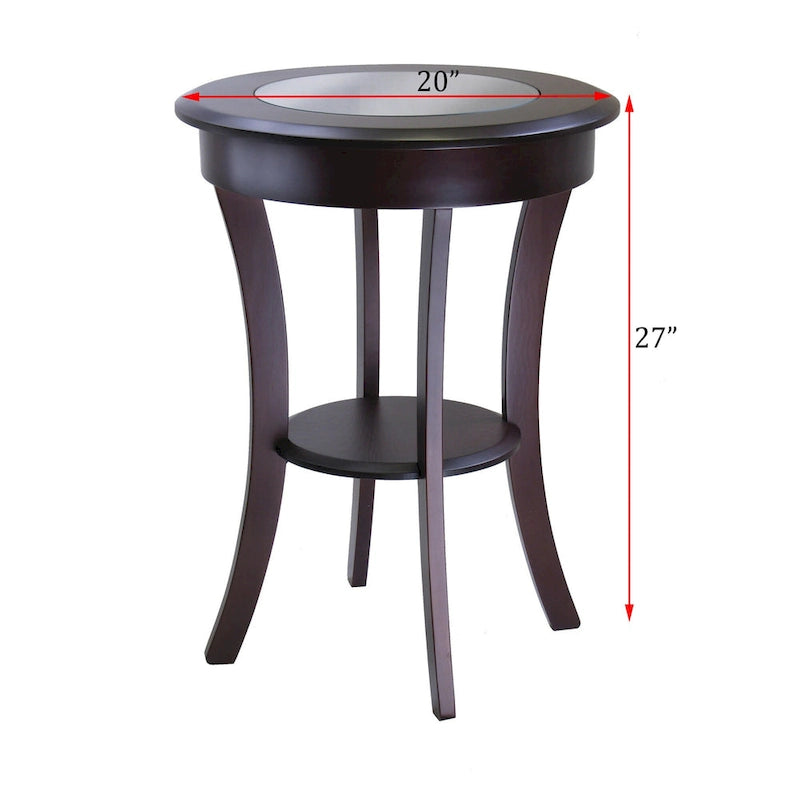Round Accent Table with Tempered Glass & Curved Legs
