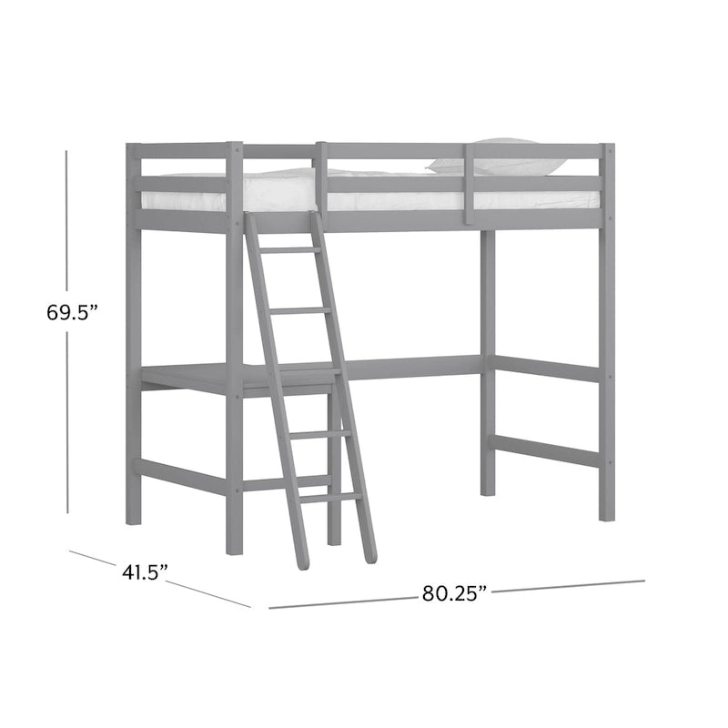 Wood Twin Loft Bed with Desk