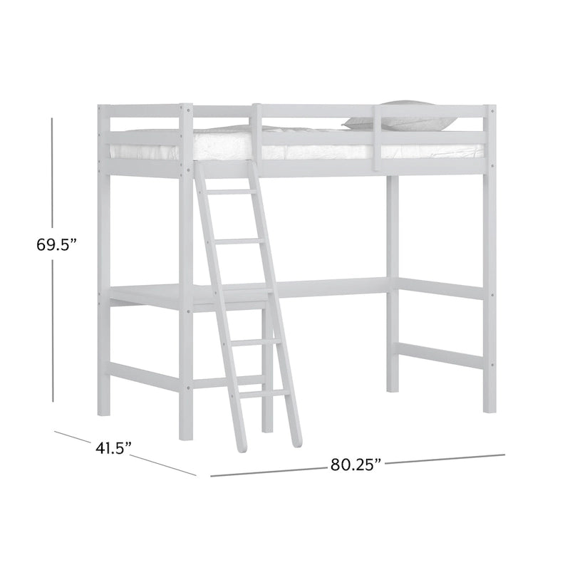 Hochbett aus Holz für eine Einzelmatratze mit Schreibtisch