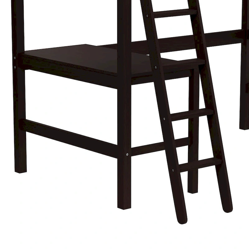 Hochbett aus Holz für eine Einzelmatratze mit Schreibtisch